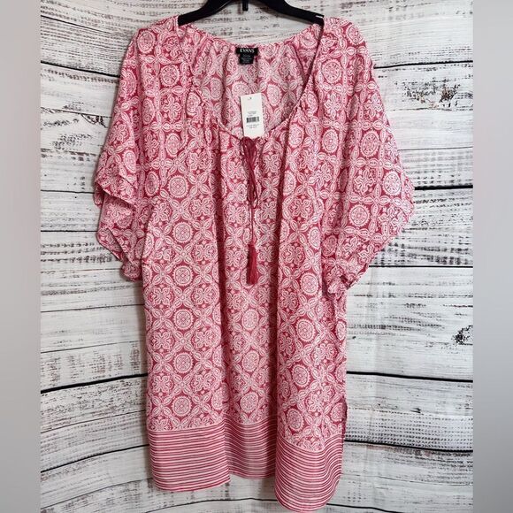 Evans Top Womens Plus Size 22/24 peasant Medallion Border Boho Tunic Tassels New - Picture 3 of 14